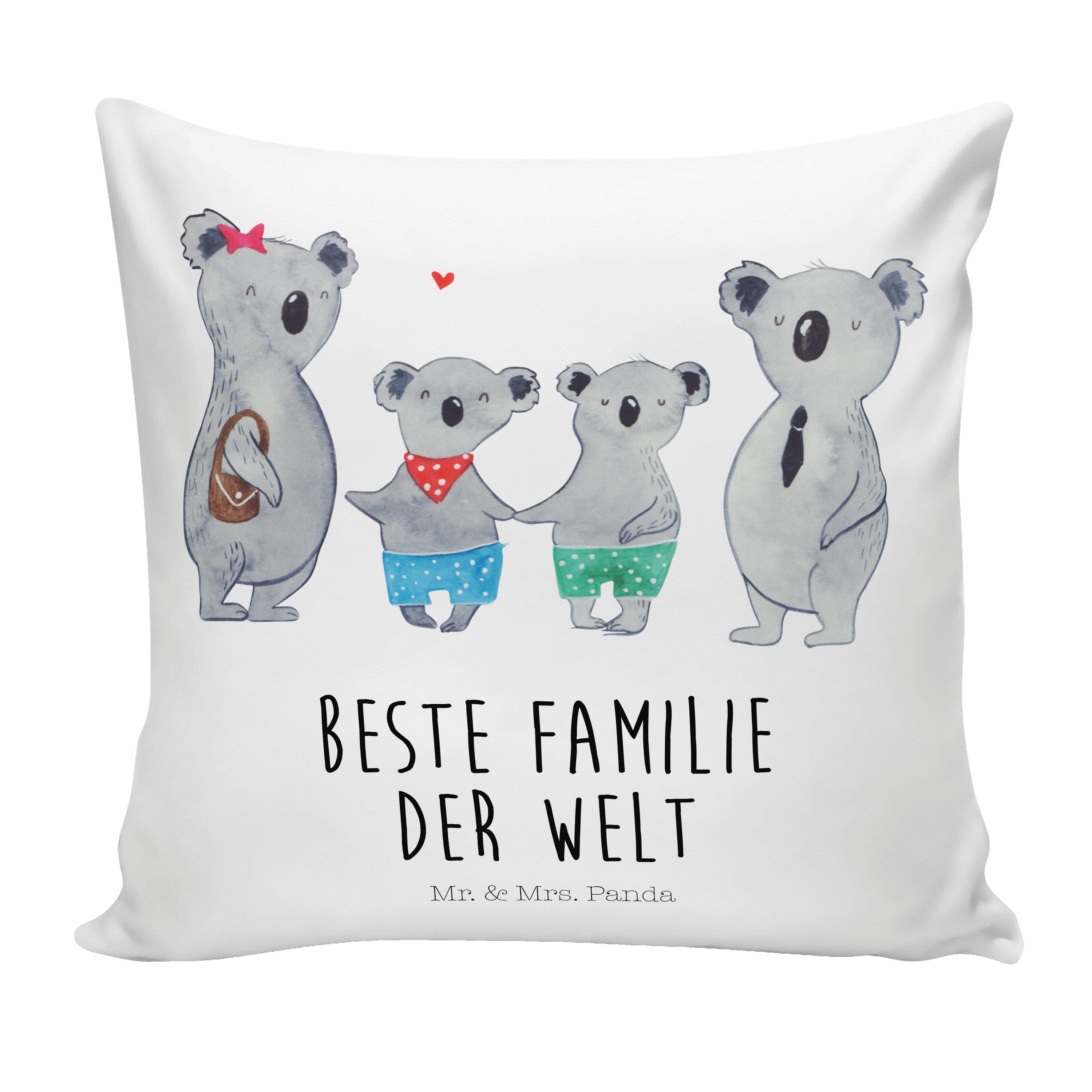 Mr. & Mrs. Panda Dekokissen Koala Familie zwei - Weiß - Geschenk, Koalafamilie, Motivkissen, Lieb