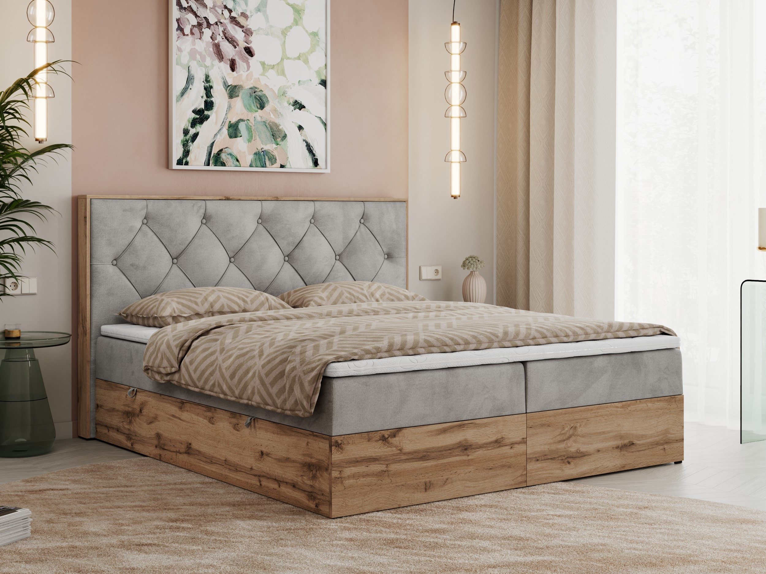 MKS MÖBEL Boxspringbett VENETO (Polsterbett, zwei Bettkästen, Topper T-25, günstig online kaufen