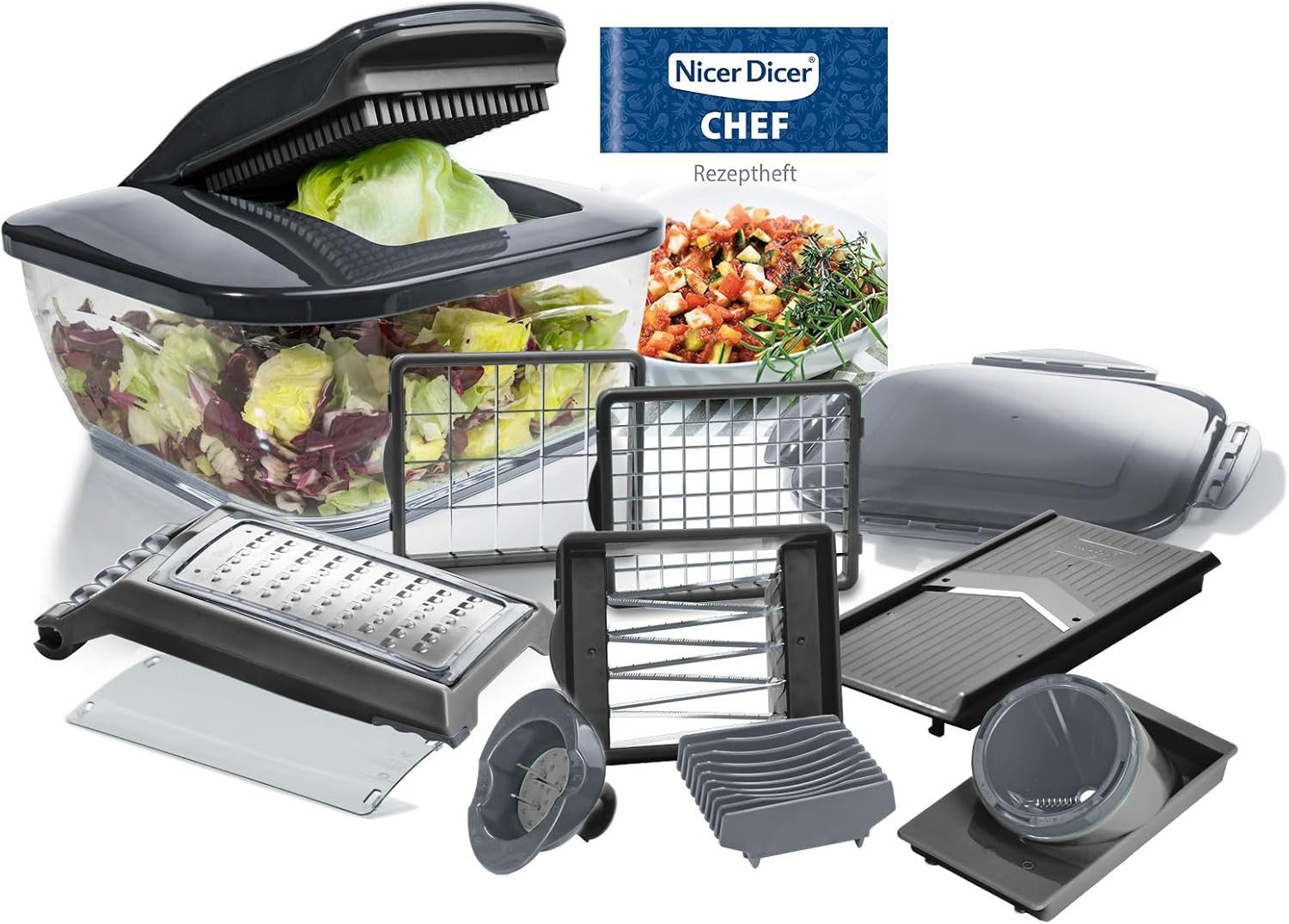 Genius Gemüseschneider Genius Gemüseschneider Gemüsehobel Nicer Dicer Chef 15 tlg. anthrazit