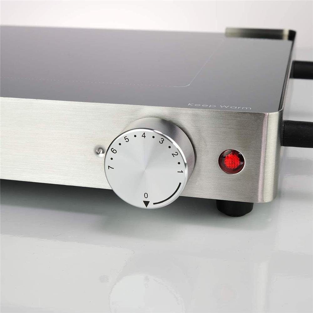 KORONA Tischgrill 46100 Glasgrill, 2in1 Tischgrill + Warmhalteplatte, elektrisch, Edelstahl, 800 Watt