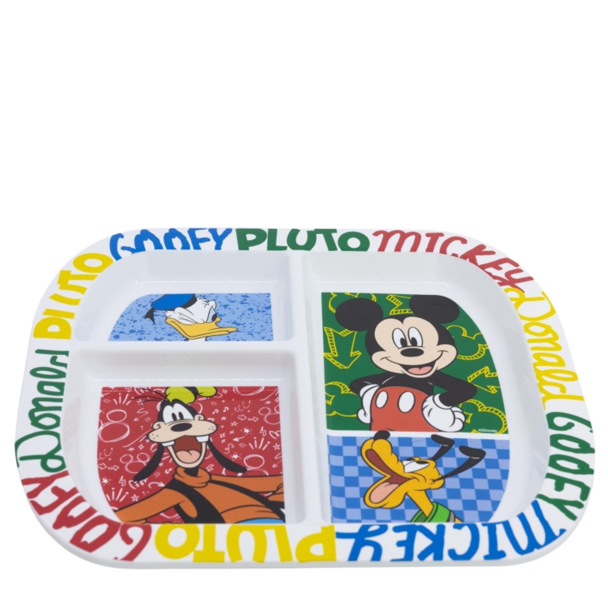 Storline Frühstücksteller Disney Mickey Mouse rechteckig mit 3 Fächern Mikrowellengeeignet