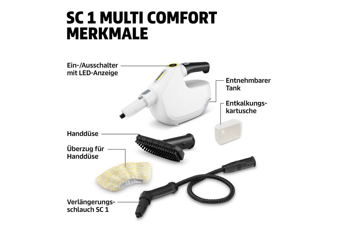 KÄRCHER Dampfreiniger SC 1 Multi Comfort, 1300 W, beutellos