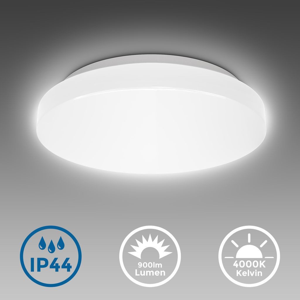 B.K.Licht LED Deckenleuchte LED Deckenlampe Ø22cm Badezimmer weiß - BKL1295, LED fest integriert, 4000K - Neutralweiß, Badezimmerlampe Decke Leuchtmittel 10W 900lm 4000K neutralweiß