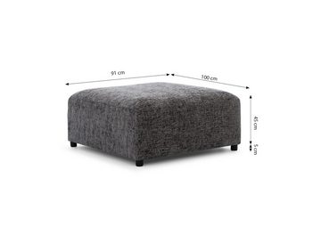 Furnix Sitzbank ROLIA moderne Pouffe fürs Wohnzimmer passend zur Polster-Serie, 100x50x91 cm, hochwertiger Chenille-Bezug, Massivholzbeine