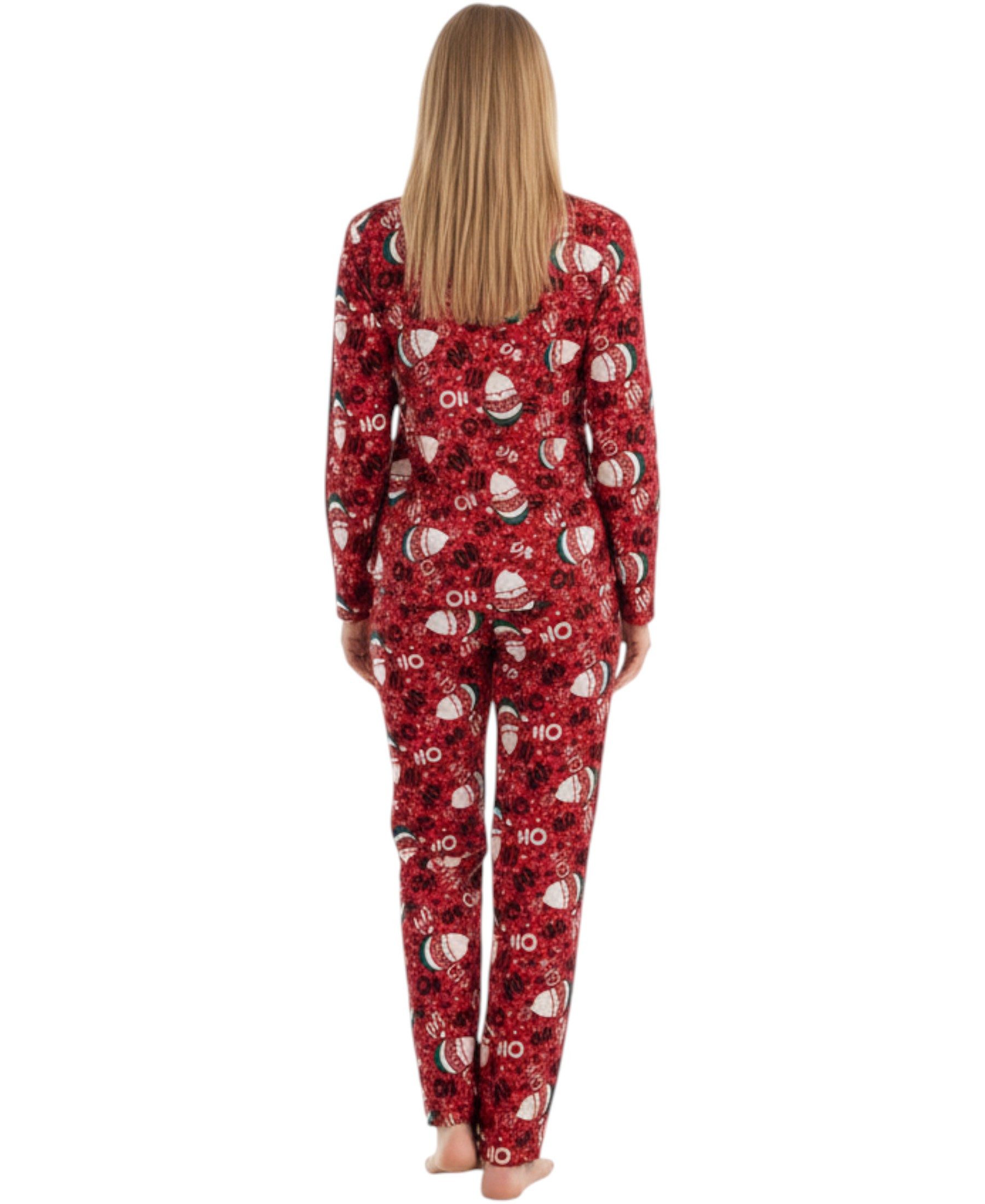 fashionshowcase Pyjama Damen Schlafanzug mit Weihnachtsmotiven, Baumwoll-Elasthan, Winter (2 tlg) weihnachtliche Motive