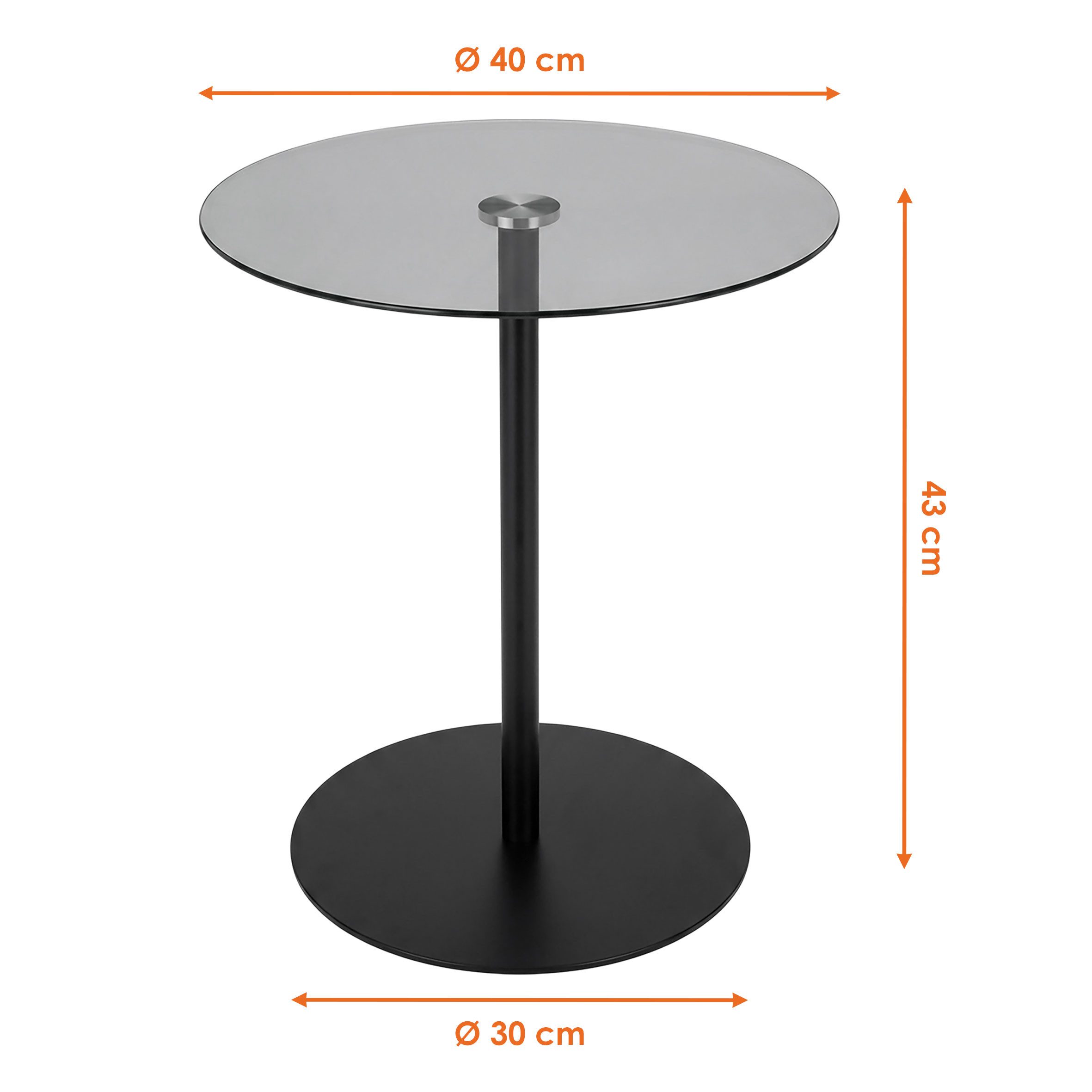 Spetebo Beistelltisch Metall Beistelltisch rund mit Glasplatte (H 53 x Ø 35 cm, 1-St., 1x Couchtisch), Standfuß von ca. 27 cm Durchmesser – Bild 2 von 5