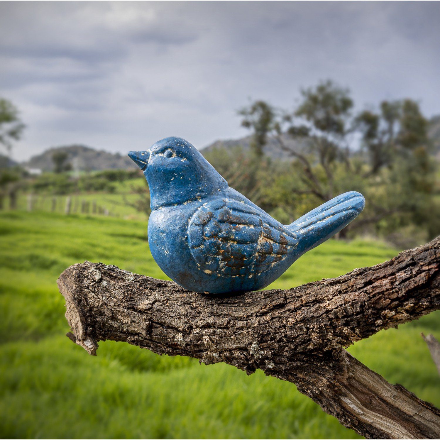 aus Ton Gartenfigur blau Vogel Mexikanische Dekofigur in mitienda