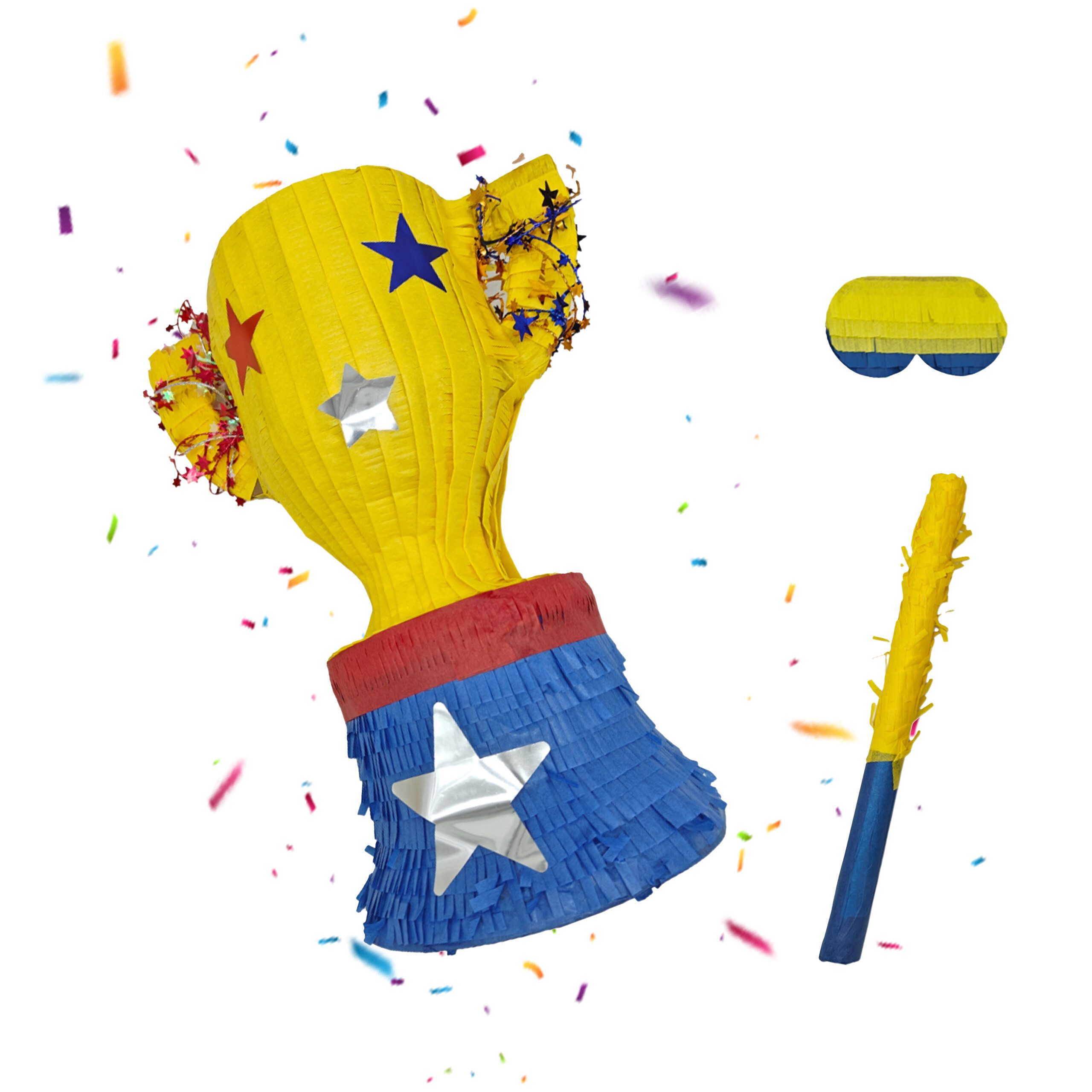 relaxdays Pinata Set Pokal mit Stab und Maske