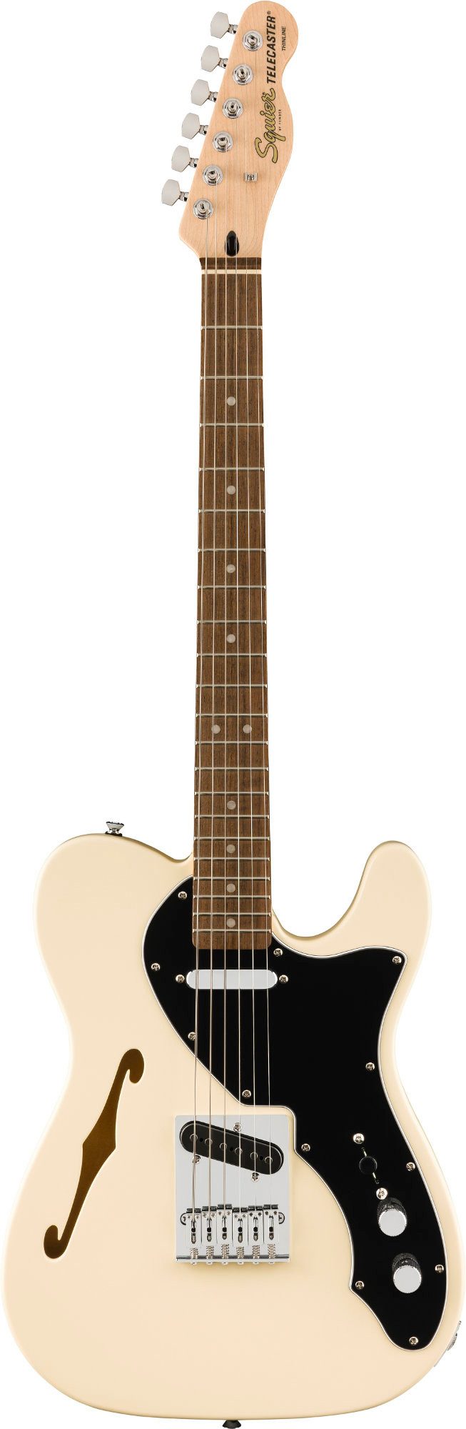 Squier E-Gitarre Affinity Series Telecaster Thinline E-Gitarre Olympic White, Telecaster Thinline, mit Lorbeer-Griffbrett
