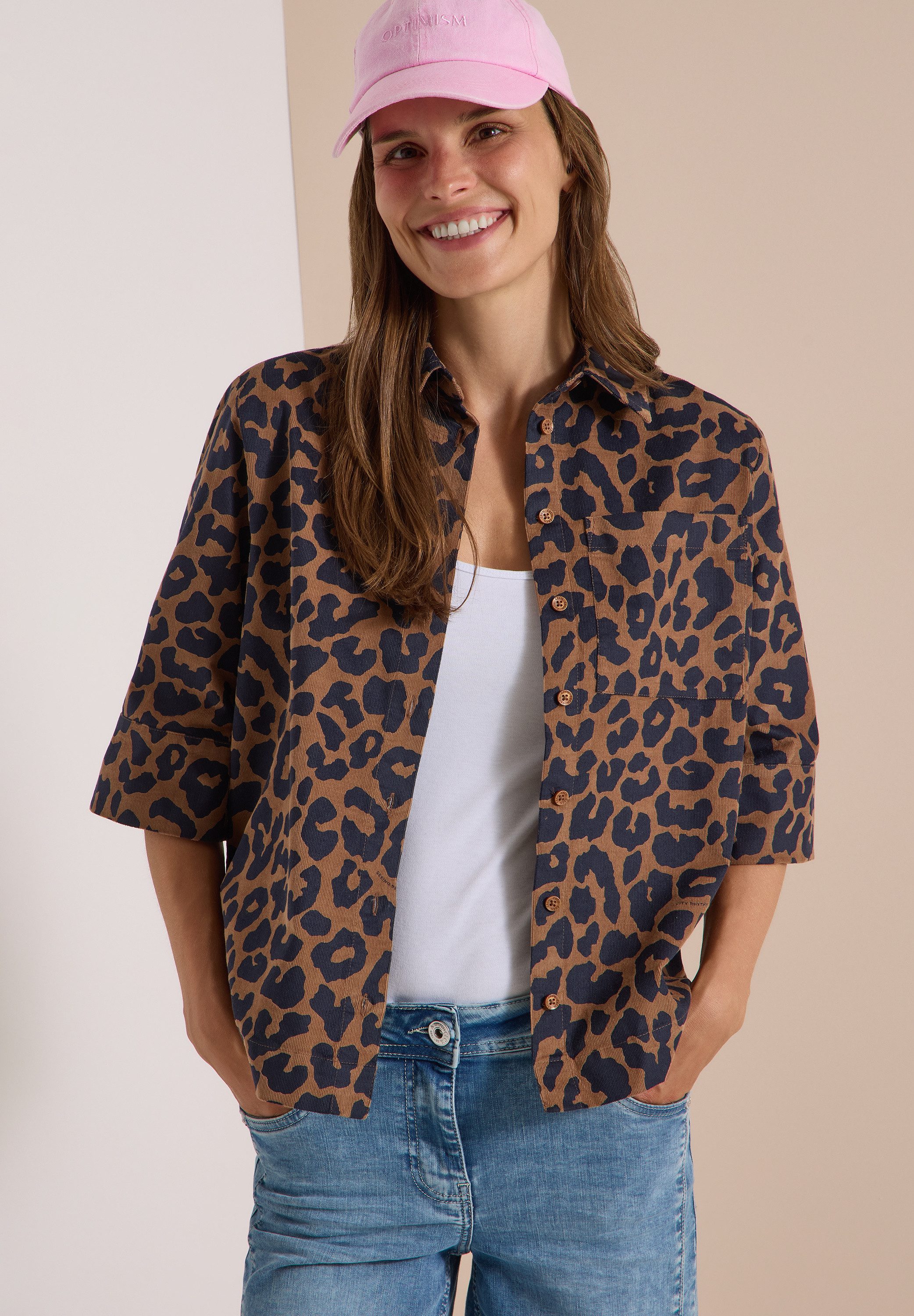 CECIL Hemdbluse Animal-Print, Baumwollqualität