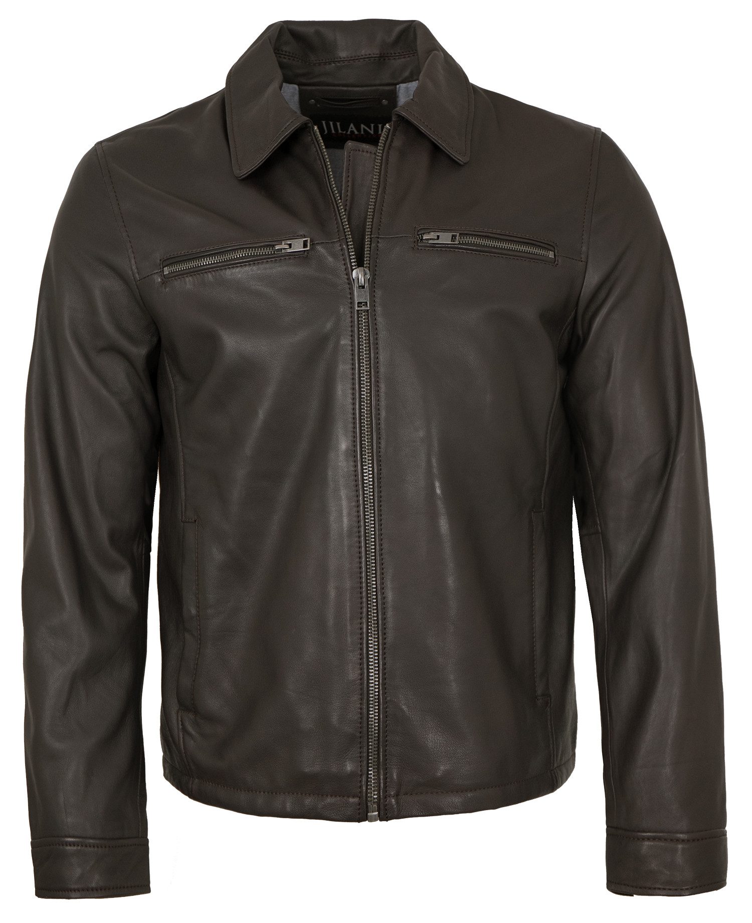 Jilani Lederjacke Leon Jilani - Herren Lederjacke Lammnappa choco