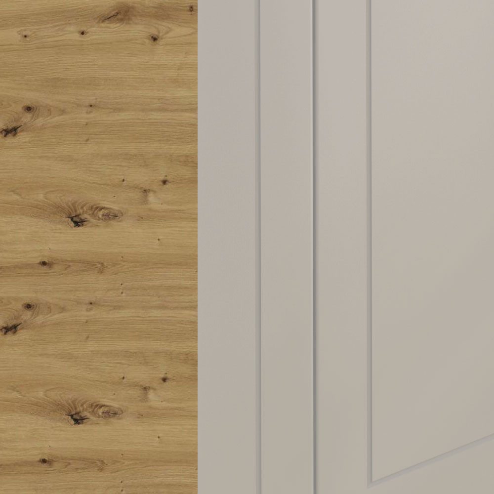 Feldmann-Wohnen Küche Kvantum, (Klappen mit Gasdruckdämpfer, Schubladen Blum Metabox Teilauszug), 250cm, 7-teilig, Eiche Artisan / vanille matt