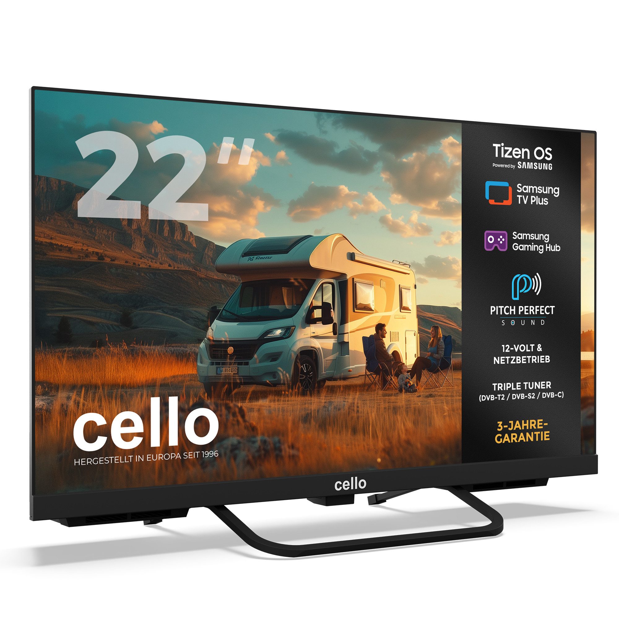 Cello CTrav-22TZ LED-Fernseher (55,88 cm/22 Zoll, Full HD, Smart-TV, Smart Tizen OS powered by Samsung, Pitch Perfect Sound)