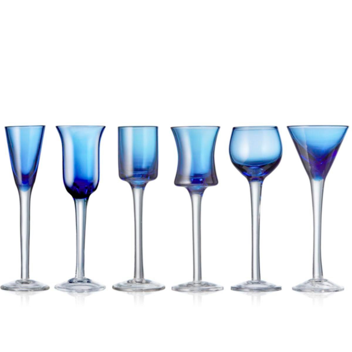 LYNGBY-GLAS Schnapsglas »Lyngby Schnaps-Gläser blau 6-fach sortiert«, Glas