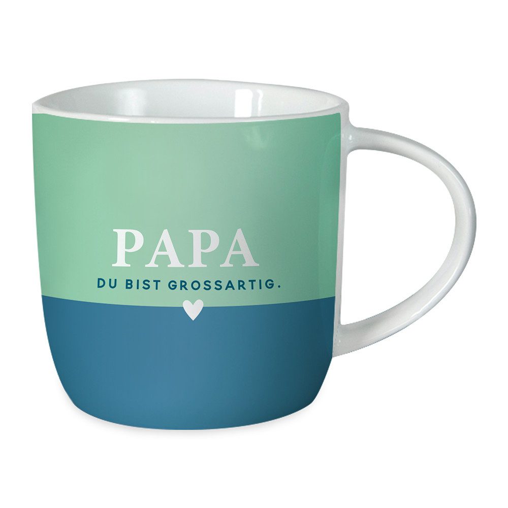 Grafik Werkstatt Tasse Grafik-Werkstatt Gute Laune Tasse PAPA DU BISST GROSSARTIG, 1-tlg., Porzellan, Geeignet für die Mikrowelle und Spülmaschine