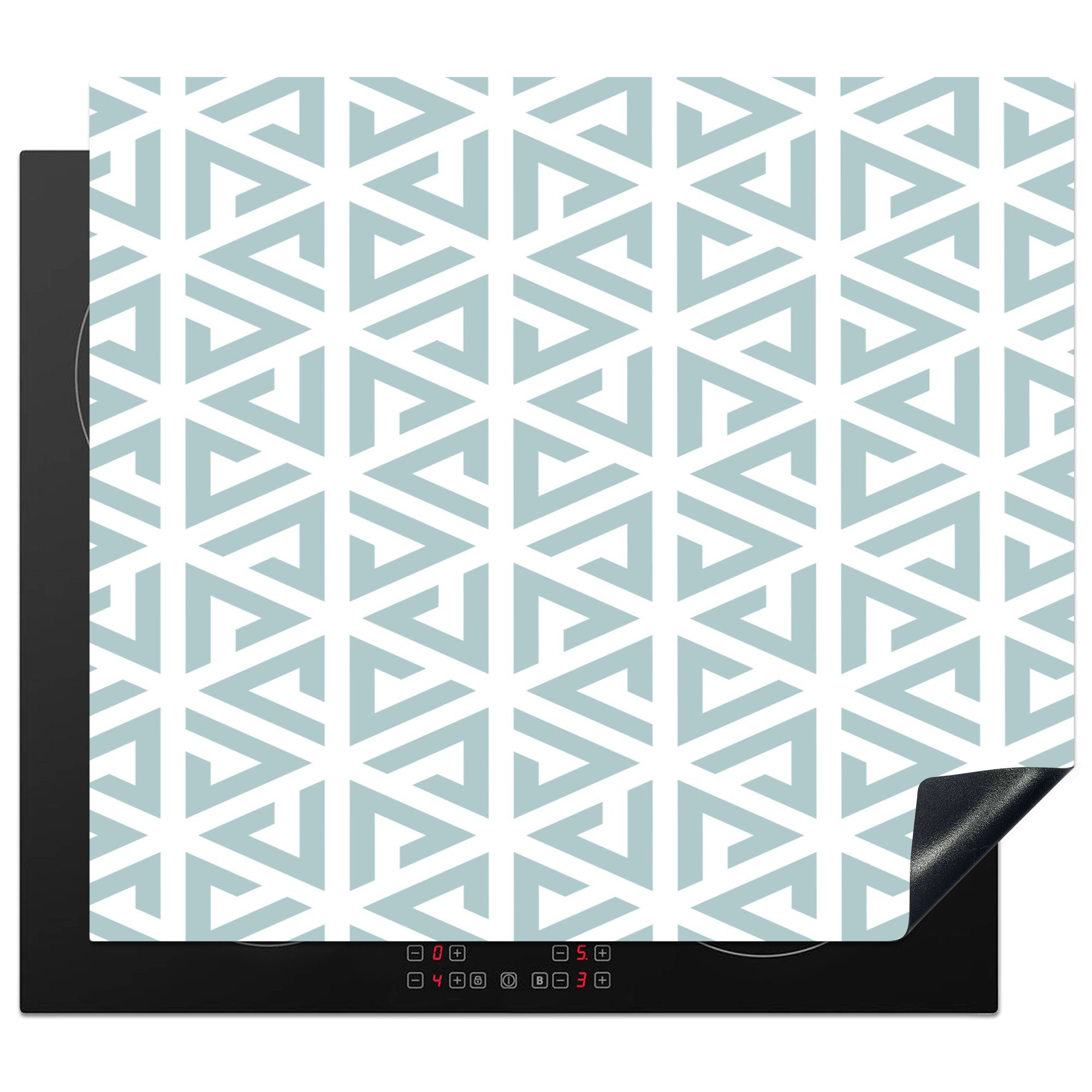 MuchoWow Herdblende-/Abdeckplatte Design - Geometrie - Muster - Dreieck, Vinyl, (1 tlg), 59x51 cm, Induktionsschutz, Induktionskochfeld, Ceranfeldabdeckung