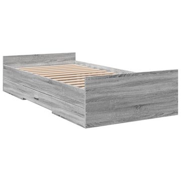 vidaXL Bett Bettgestell mit Schubladen Grau Sonoma 90x200 cm Holzwerkstoff