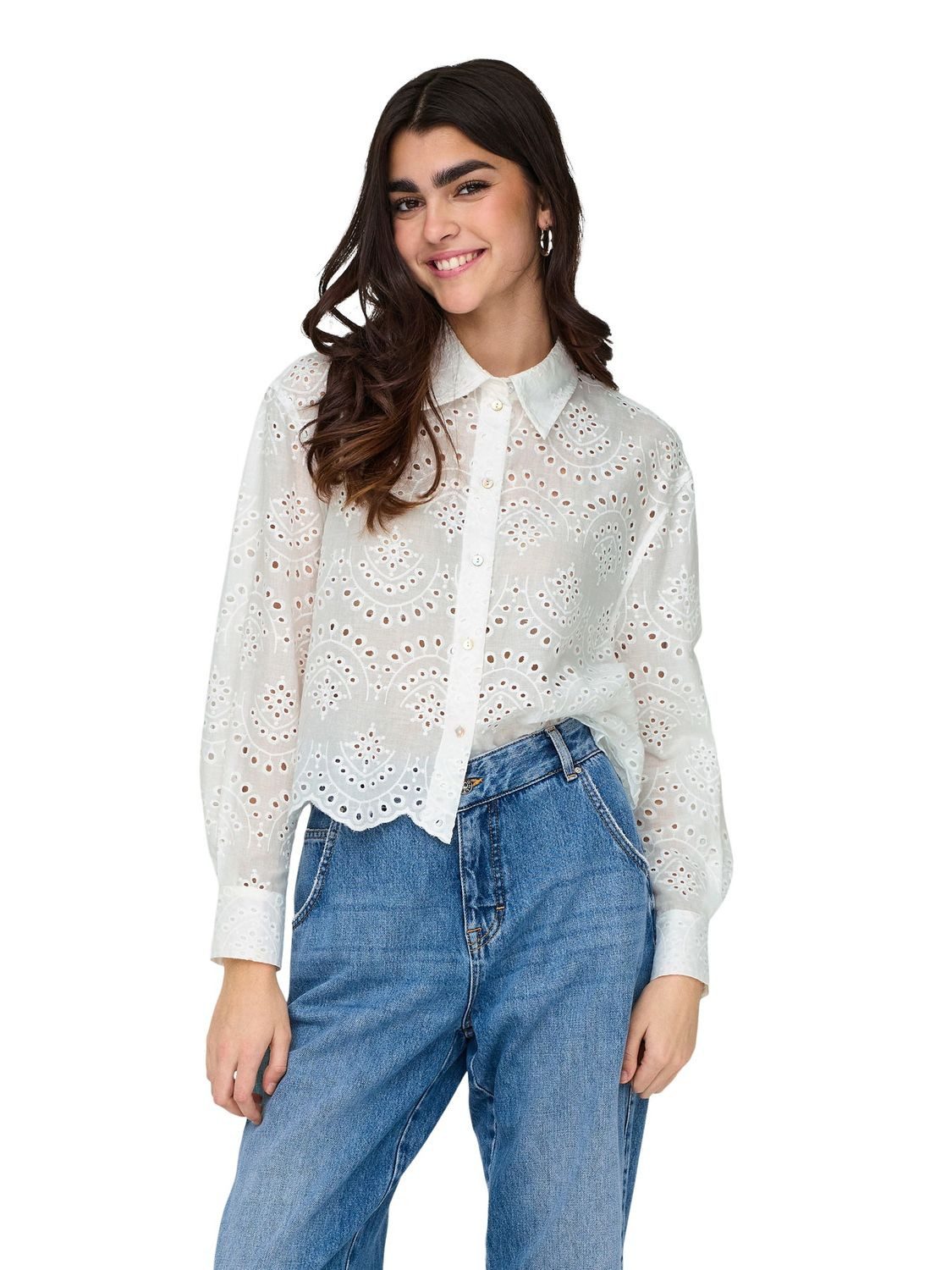 ONLY Hemdbluse ONLVALAIS L/S aus Baumwolle