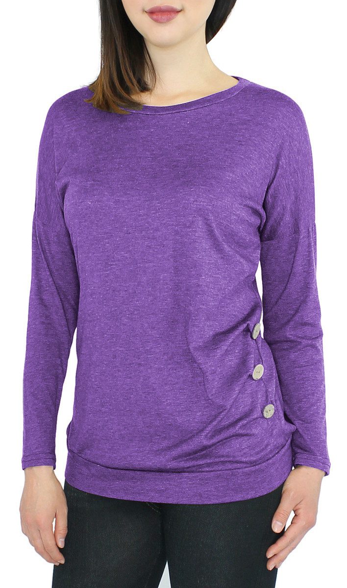 dy_mode Langarmshirt Damen Langarmshirt Rundhals Longshirt günstig online kaufen