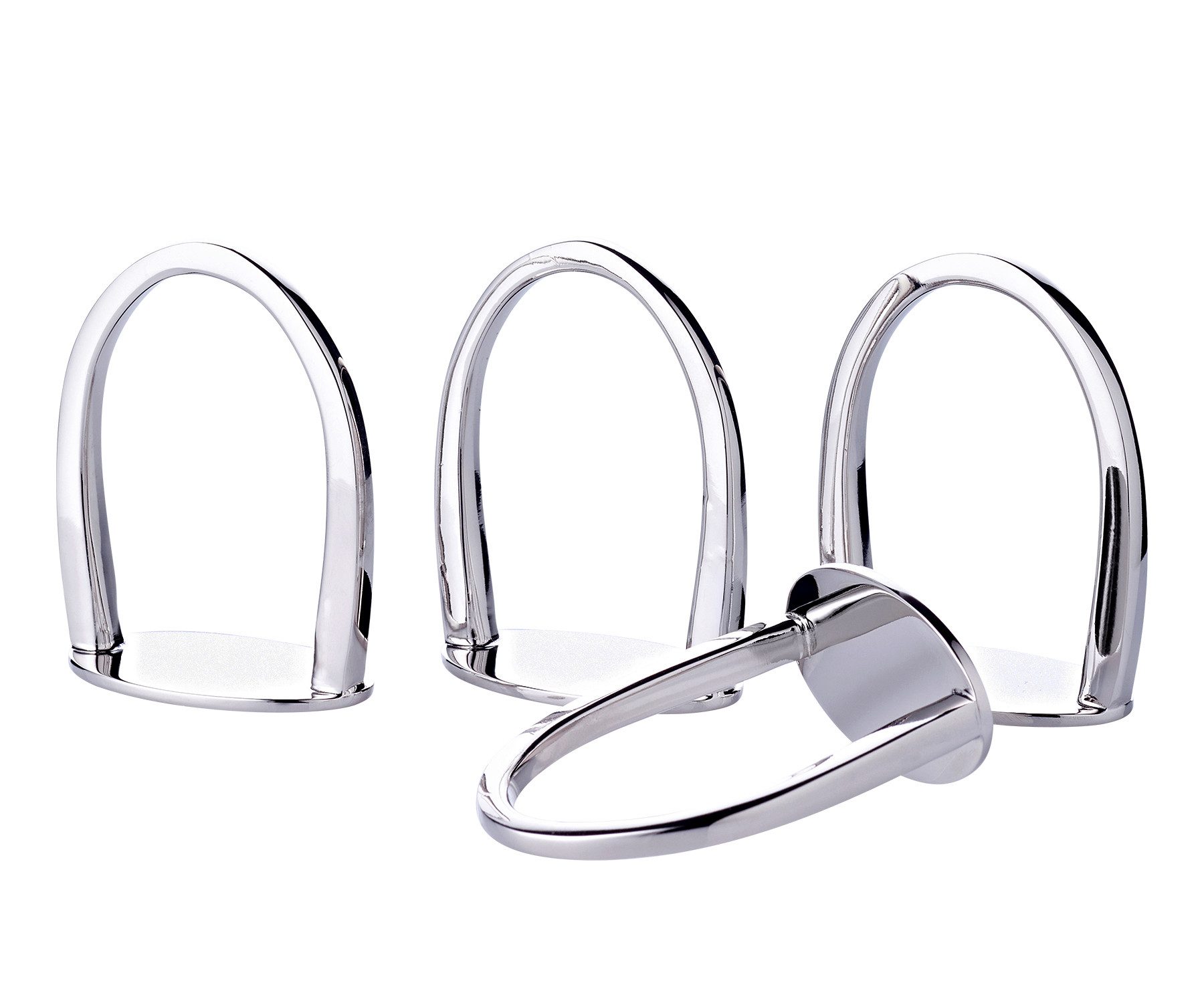 EDZARD Serviettenring Steigbügel, Stahl, Elegante Serviettenringe, Versilberte mit Anlaufschutz,4er Set