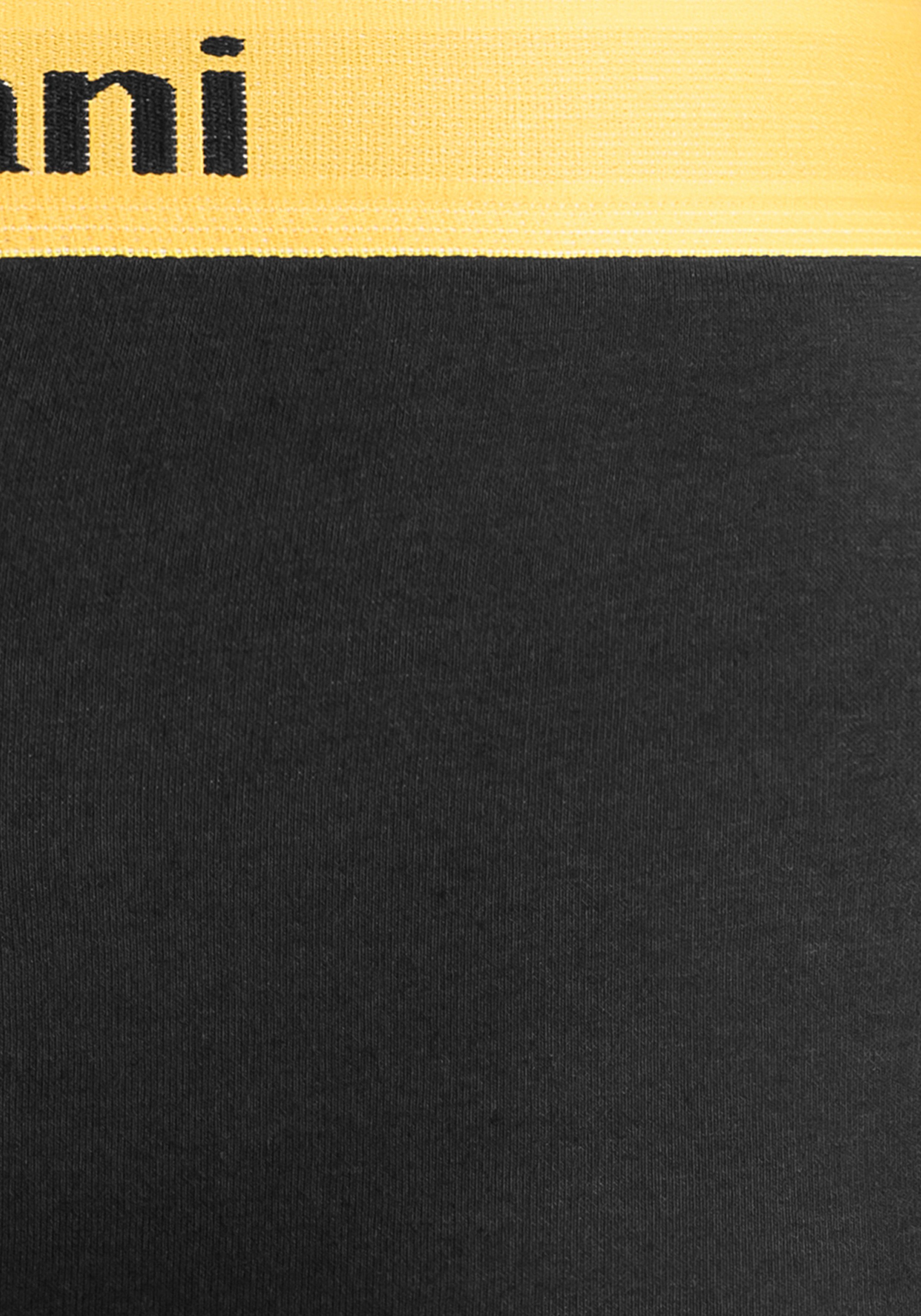 Banani Boxer schwarz-lila Bruno farbigen Marken-Schriftzug schwarz-orange, 4-St) am mit schwarz-türkis, Bündchen schwarz-gelb, (Packung,