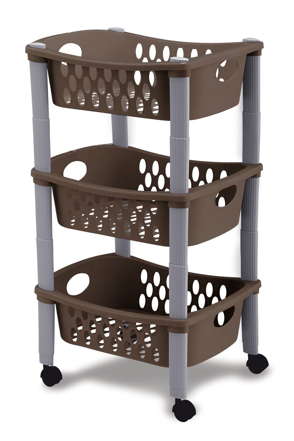 Kreher Küchenwagen Küchenwagen Rollwagen mit 3 Ablagen (Taupe), Mit 3 Körbe günstig online kaufen