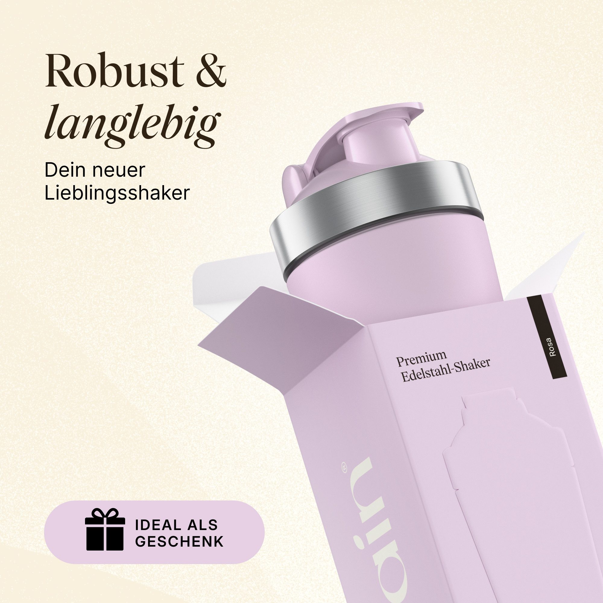 VETAIN Protein Shaker Edelstahl 700ml - 100% Auslaufsicher, Außen gravierte Messskala - Frei von BPA & DEHP - Spülmaschinenfest