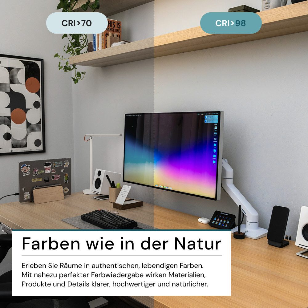 LUXULA LED Rasterleuchte LED BackLit Panel, 62x62 cm, CRI98, 40W, 4000lm, 4000K, LED fest integriert, Neutralweiß