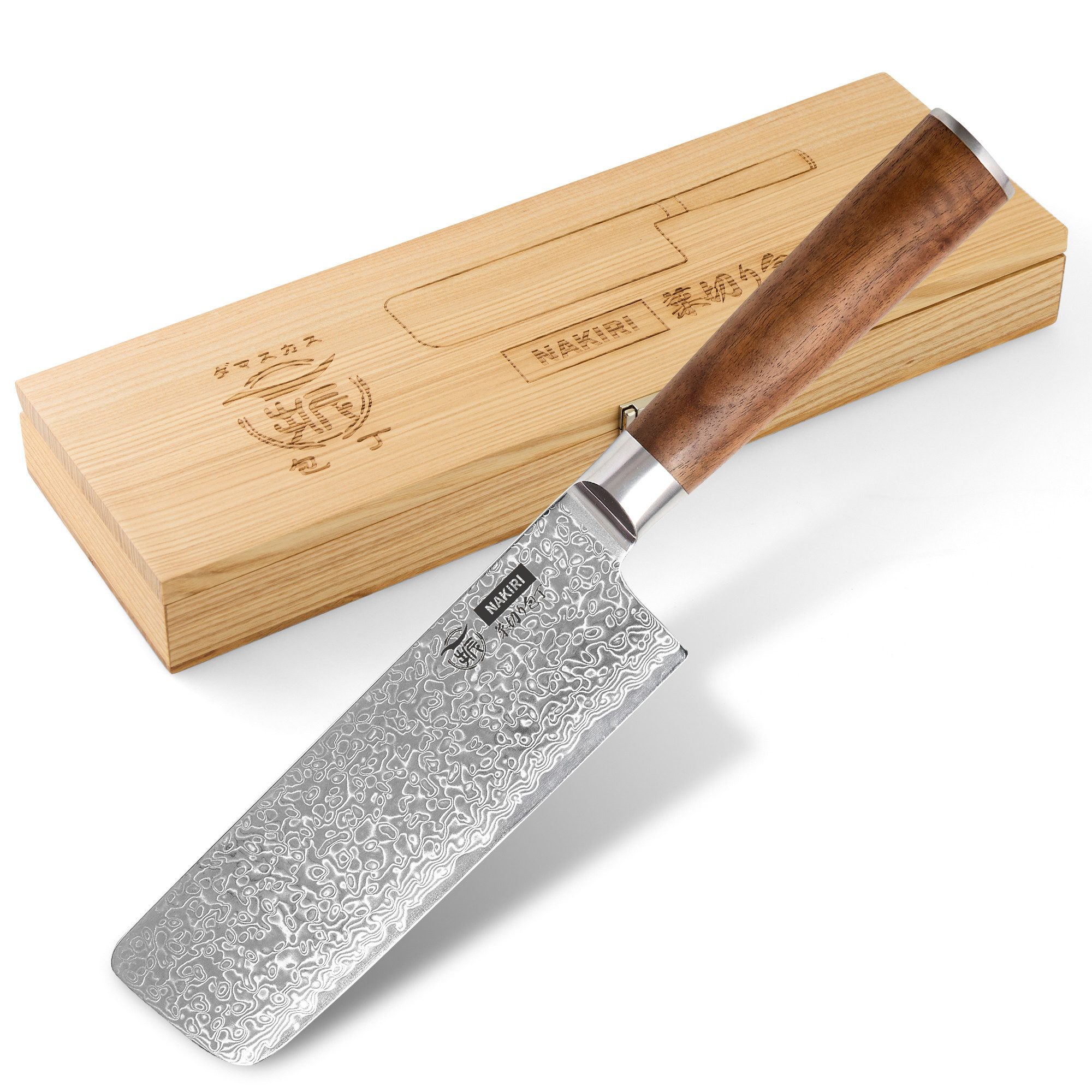 HITOFURI® Damastmesser HITOFURI® NAKIRI Damaskusmesser Universalmesser Premium Messer 73Lag., inkl. einer edlen Holzbox, Messerscheide, Pflegetuch sowie Pflegeöl