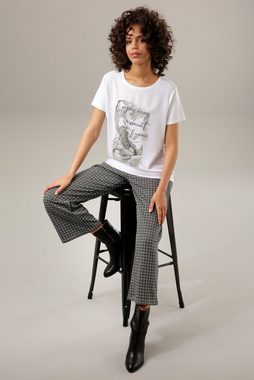 Aniston CASUAL Shirtbluse mit Glitzersteinchen verzierter Frontdruck