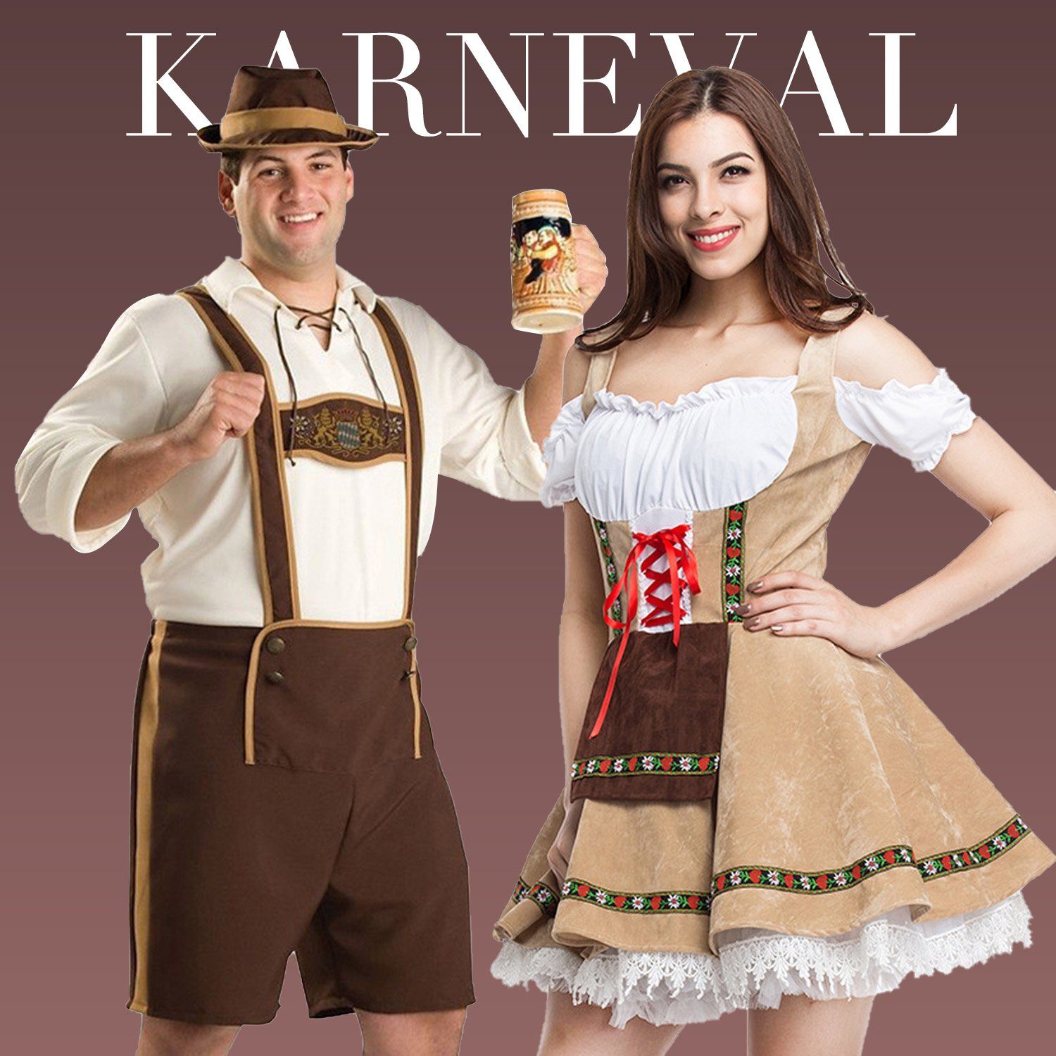 MAGICSHE Oktoberfest Outfit Tracht Kleidung Damen Kostüm Herren Dirndl Dirndl Dirndl