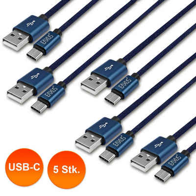 EAXUS 1 Meter USB-C Kabel im Jeans-Look USB-Kabel, USB Typ A, USB-C, (100 cm), Anti-Bruch Nylon, für Smartphones & Tablets, Lade- & Datenkabel