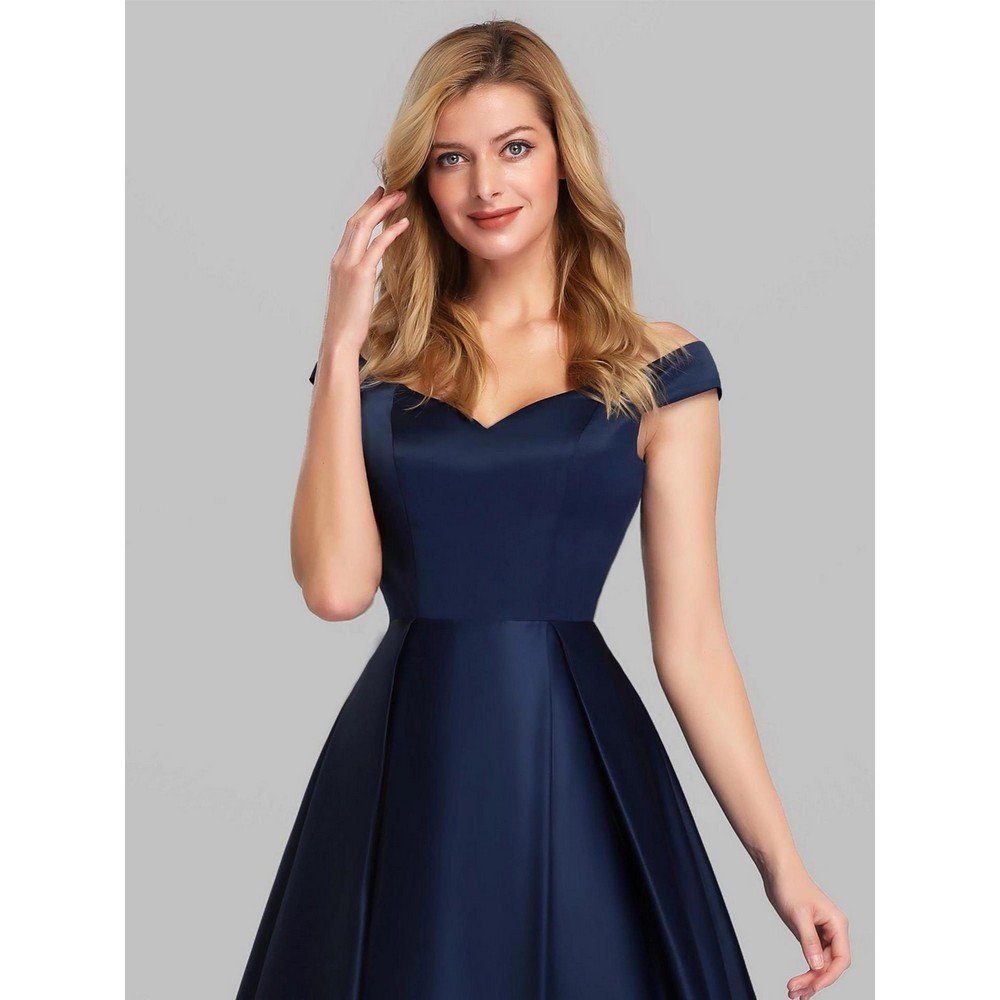 Shoulder V-Ausschnitt Kleid Blaues Abendkleid One LIIKIL Damen