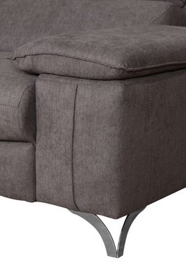 JVmoebel Sofa Graues Designer Ecksofa L-form Bettfunktion Couch Leder, Made in Europe