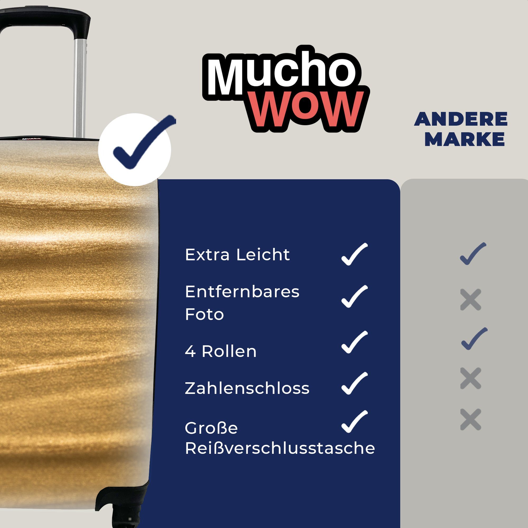Rollen, rollen, Reisetasche MuchoWow 4 Golf, - Handgepäckkoffer mit Gold - Trolley, Handgepäck Ferien, für Reisekoffer Metallischer Druck