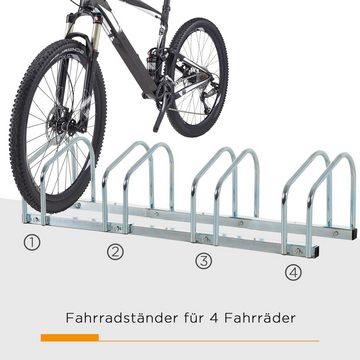 HOMCOM Fahrradständer Aufstellständer Fahrrad Ständer wetterfest langlebig (Mehrfachständer, 1-St., Radständer), 100L x 33B x 27H cm