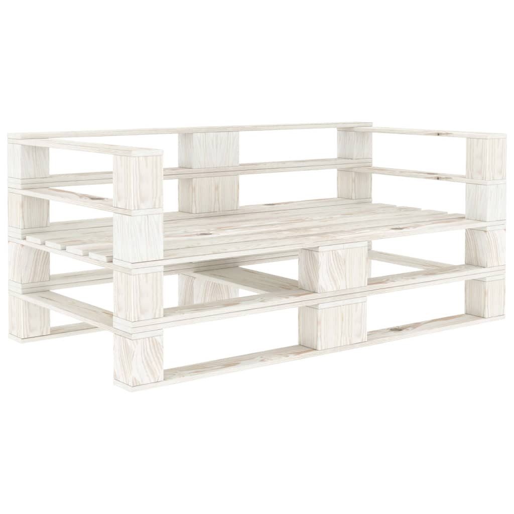 Garten-palettensofa Weiß 2-sitzer Holz günstig online kaufen