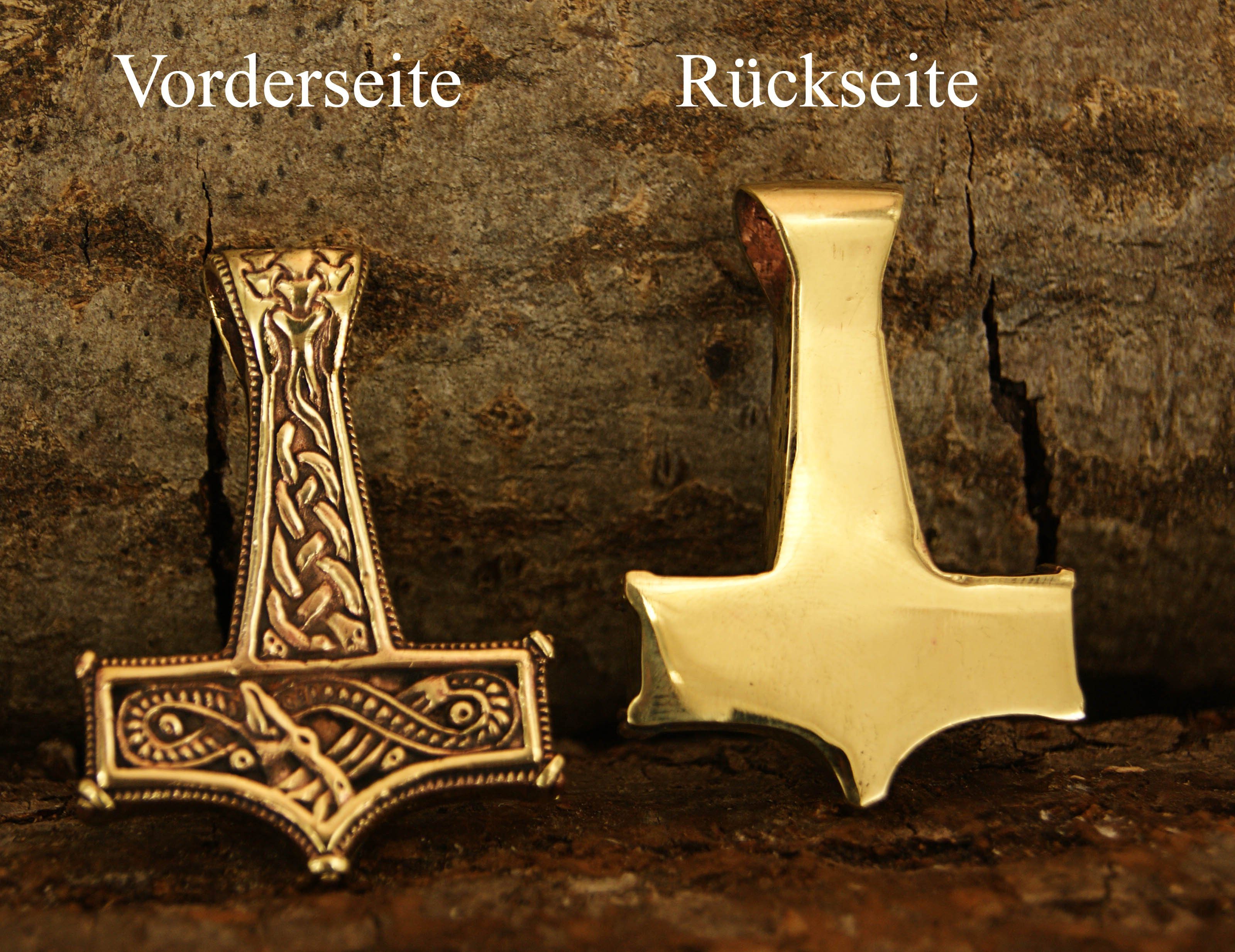 Kiss of Leather Kettenanhänger Thorshammer Thorhammer Bronze Midgardschlange Midgard