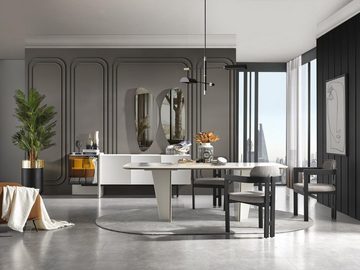 JVmoebel Anrichte Wohnzimmer Anrichte Spiegel Holz Möbel Luxus Stil Modern 2tlg neu (3 St)