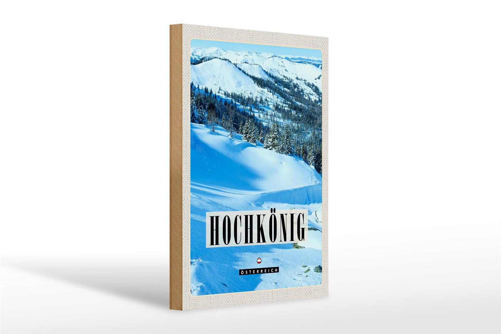 Holzbild Reise 20x30cm Hochkönig Skipiste Winter Schnee