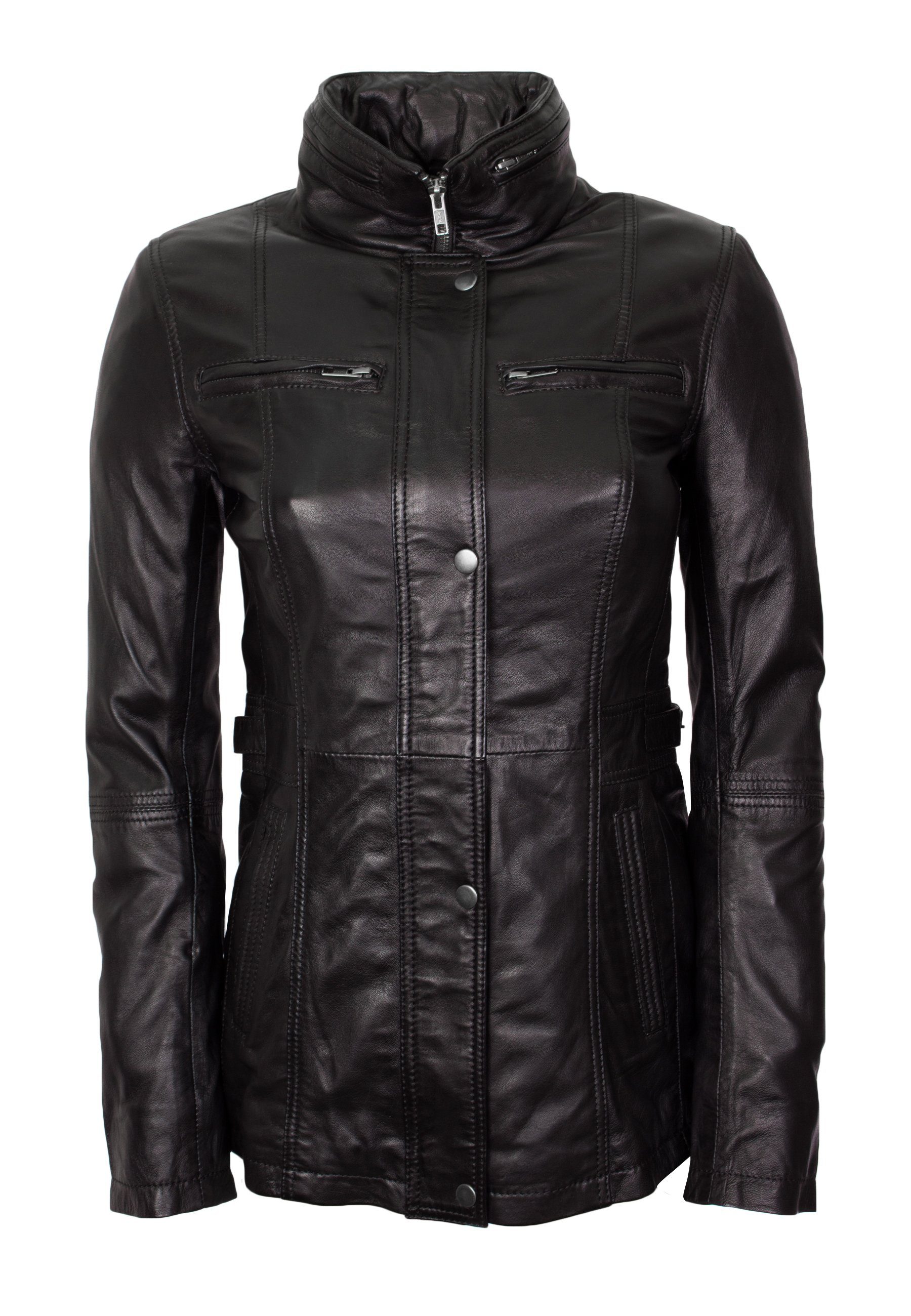 Lolus Lederjacke Angel Lange Damen Lederjacke aus weichem Lammnappa Leder