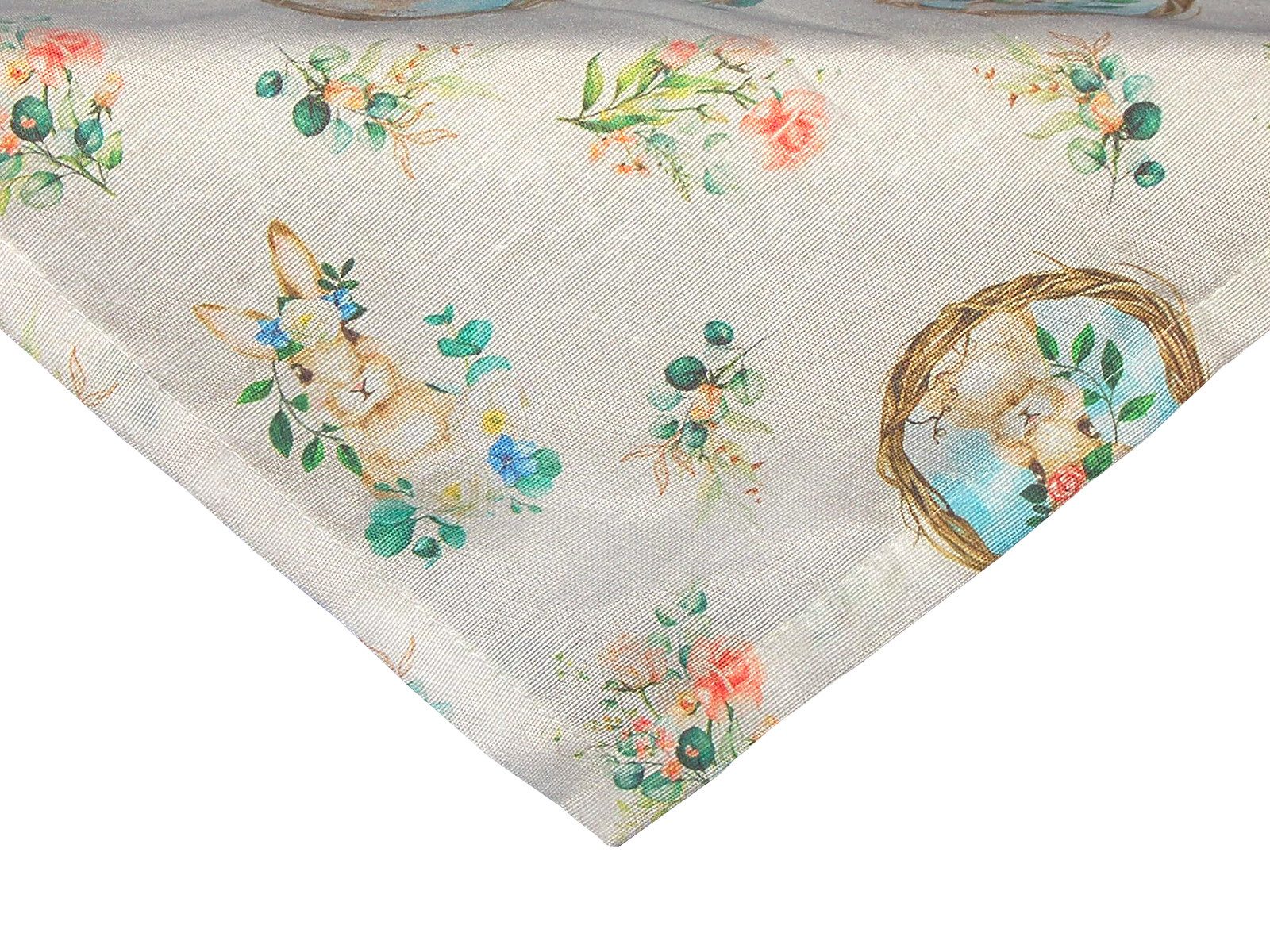 beties Mitteldecke Hase Josefine (1-tlg, 1 Stück Mitteldecke), mit zarten rosa und weißen Blüten