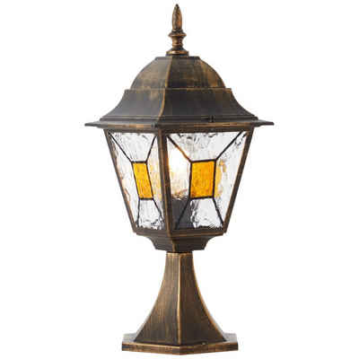 Brilliant Leuchten Sockelleuchte »Janel«, 44 x 18 x 18 cm, E27, Wegelampe, Metall/Glas, antik schwarz goldfarben