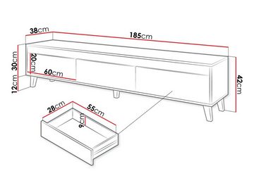 MIRJAN24 TV-Schrank Nord mit 3 Schubladen in Holz-Optik, TV Tisch, TV-Bank, Fernsehschrank