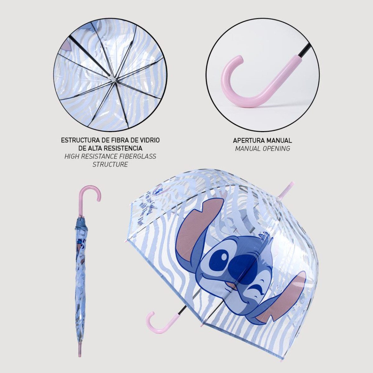 Cerda Langregenschirm Lilo & Stitch Regenschirm ⌀ 71 cm Leichter Kuppel-Schirm