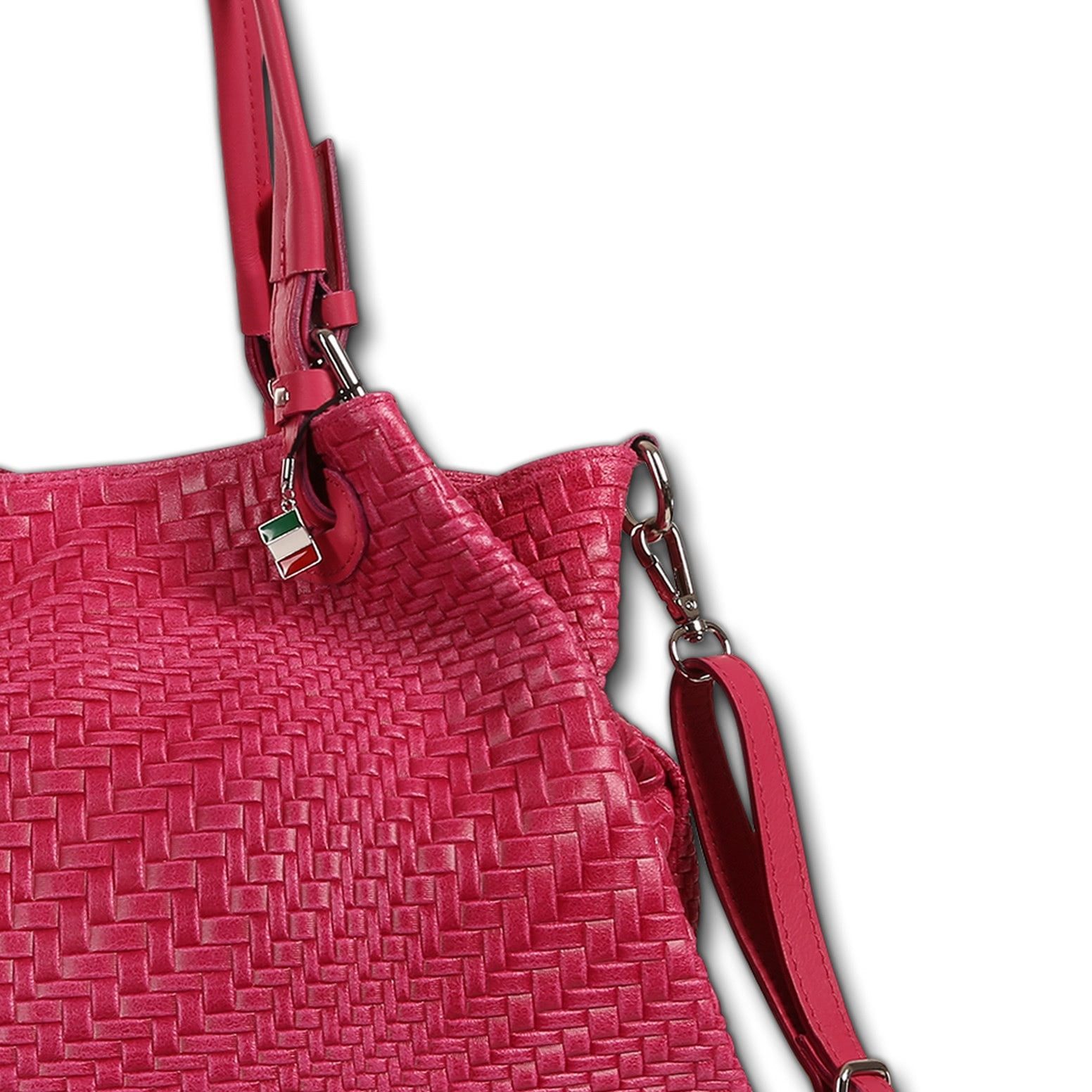FLORENCE Handtasche Florence Damen Handtasche Echtleder (Handtasche), Damen Handtasche, Umhängetasche Leder, fuchsia, pink ca. 31cm