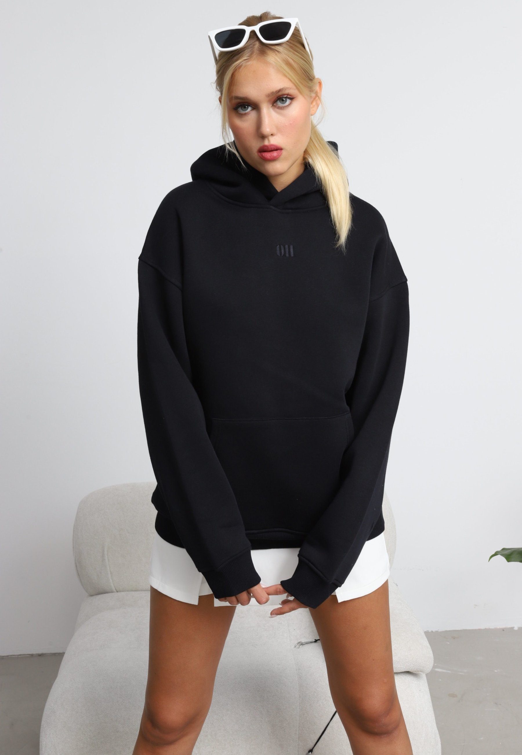 Damen Hoodie Basic Casuals COFI Schwarz Oversize Hoodie