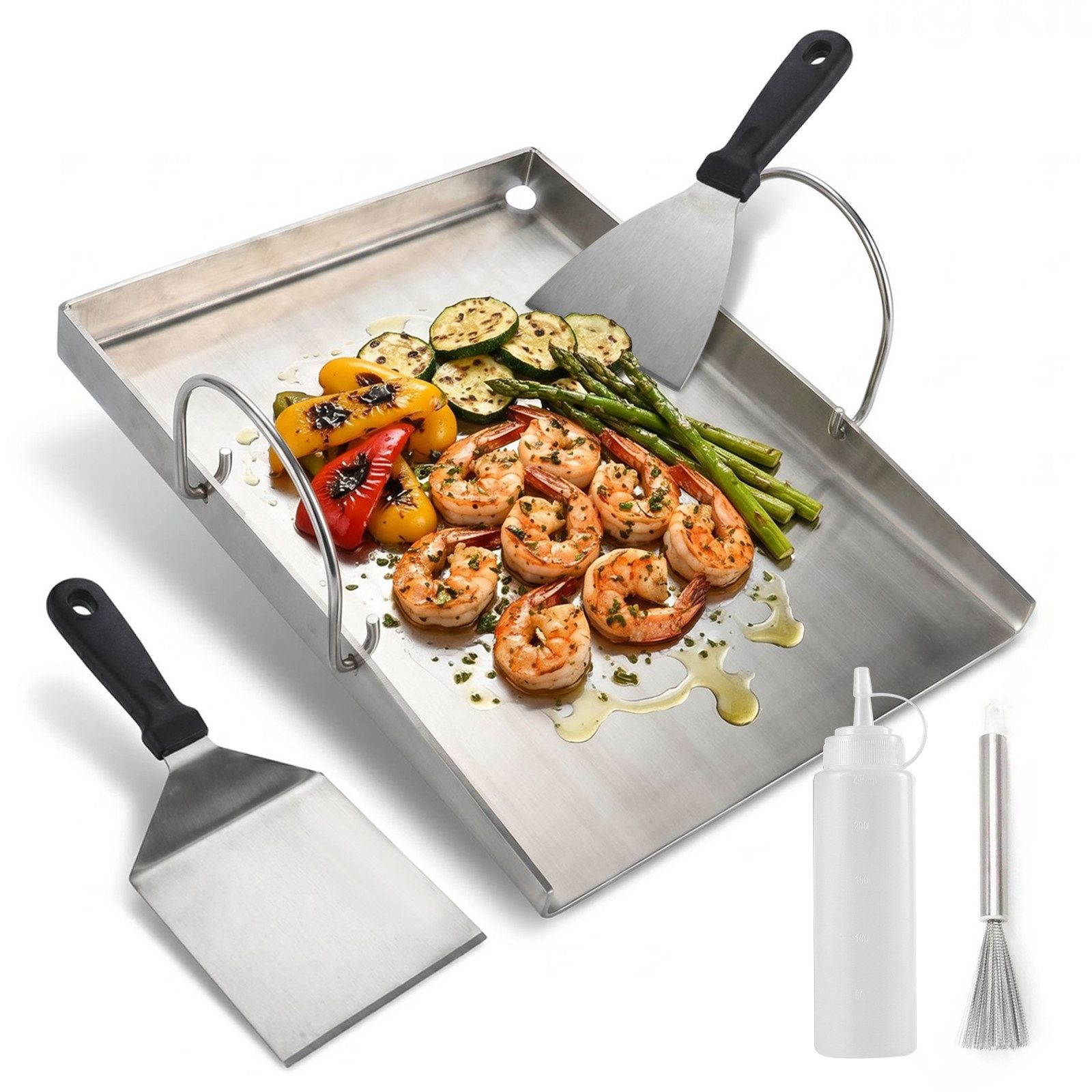 ZMH Backblech Antihaft Edelstahl Bratplatte BBQ Zubehör für Camping & Outdoor, Edelstahl, (Set)