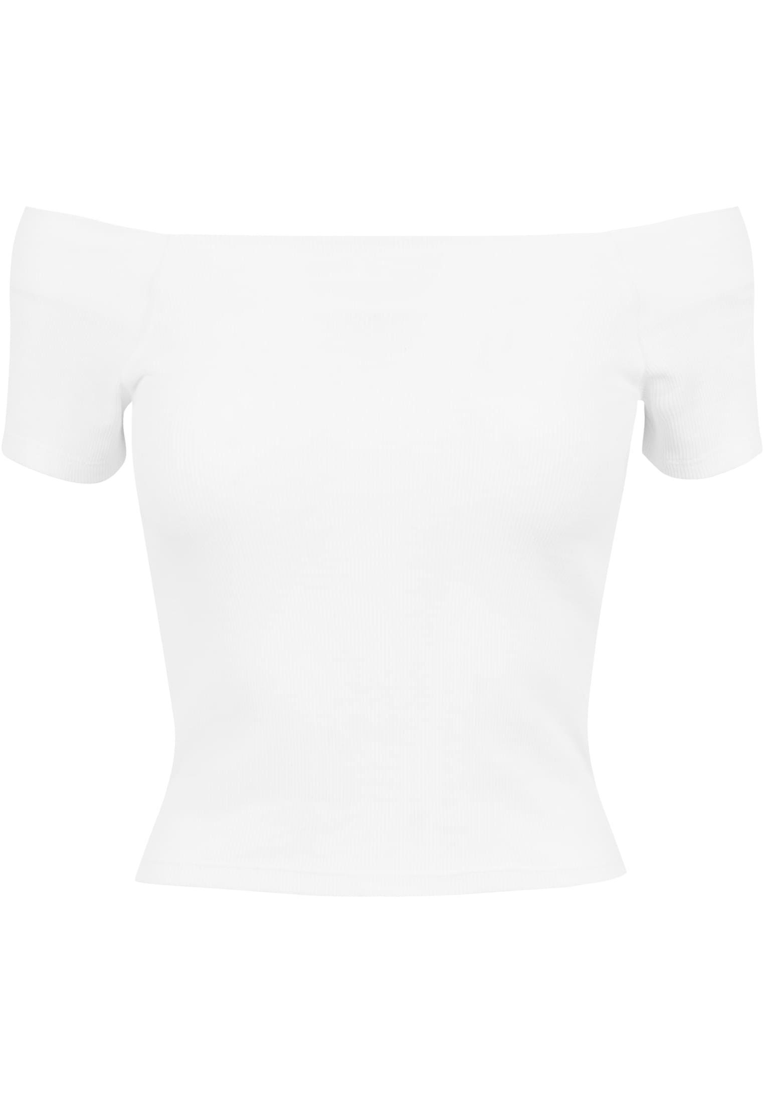 Ladies white Rib Damen Tee CLASSICS Off URBAN T-Shirt (1-tlg) Shoulder