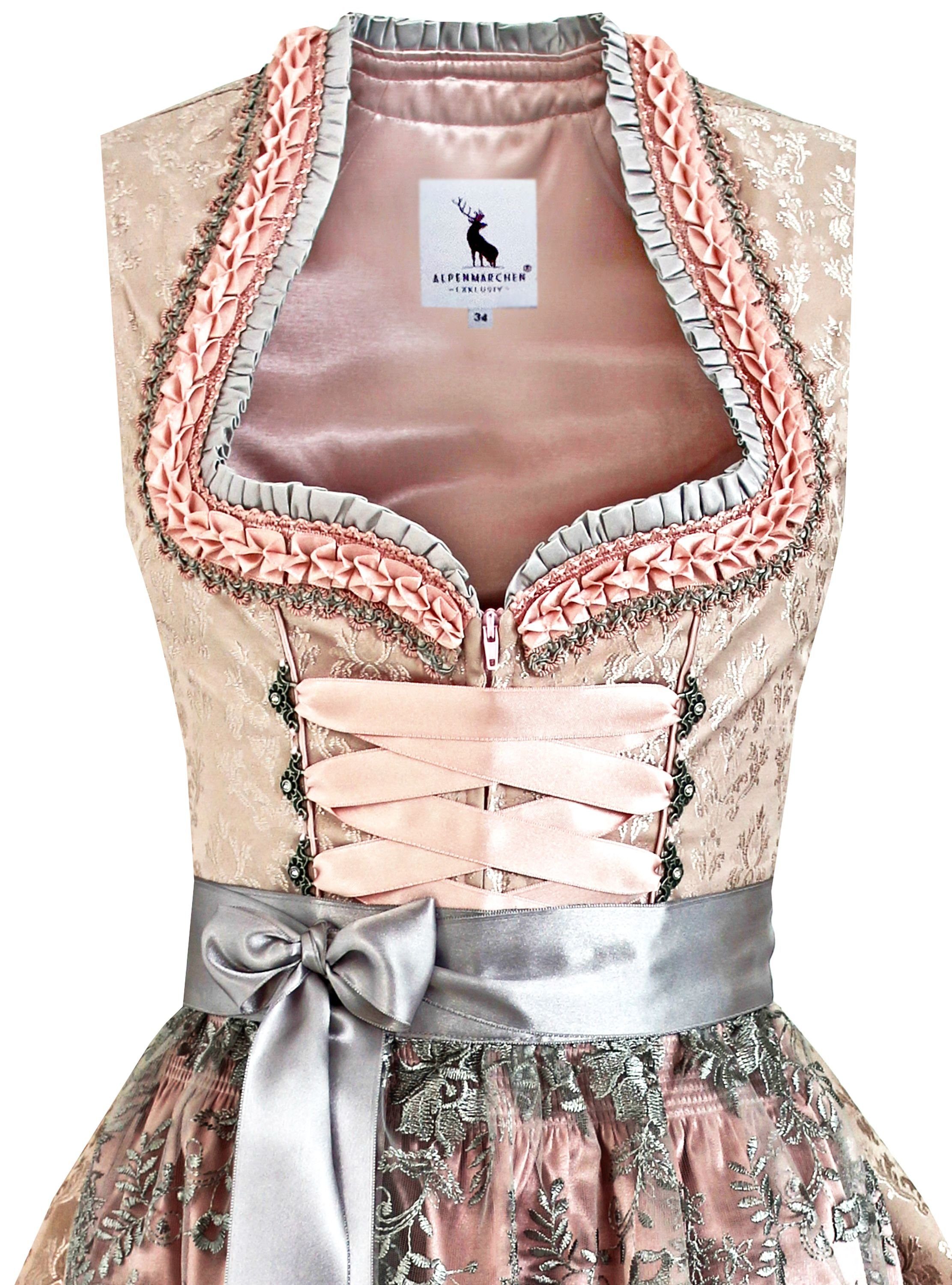 Alpenmärchen Dirndl Dirndl Annabelle in rosa und grau - ALM900 günstig online kaufen